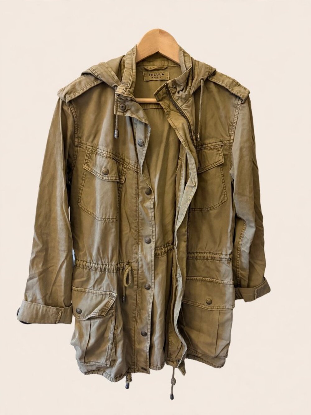Talula Trooper Hooded Utility Jacket Olive โ XS (Aritzia)